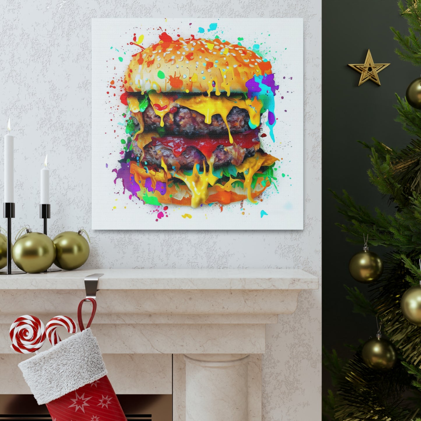 Double Cheese Burger  - Canvas Wall Art