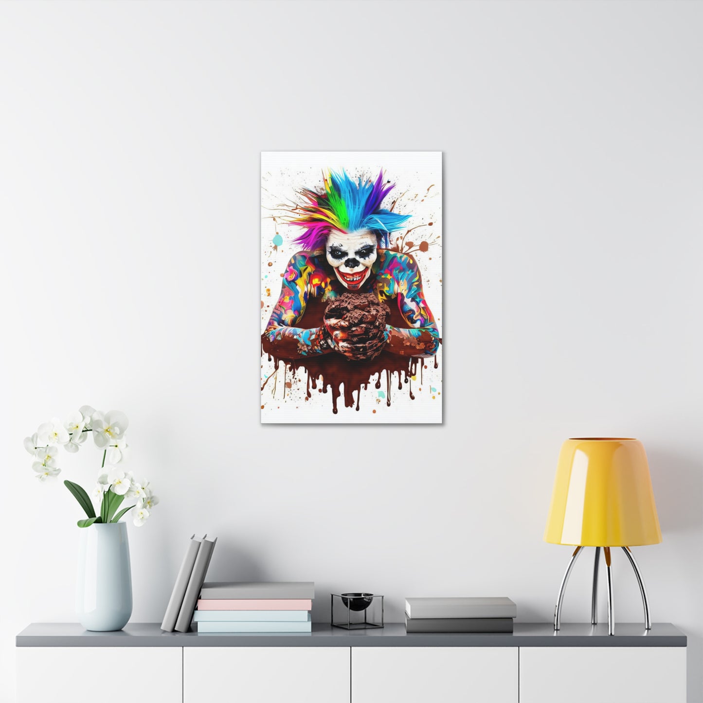 Creepy Clown Chocolate Ice Cream  - Canvas Wall Art