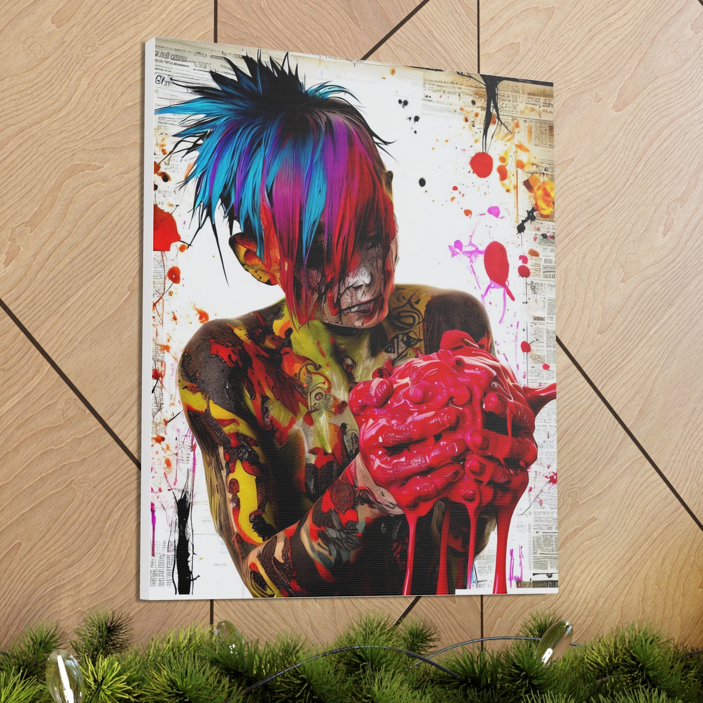 Tattooed Boy with Big Heart  - Canvas Wall Art