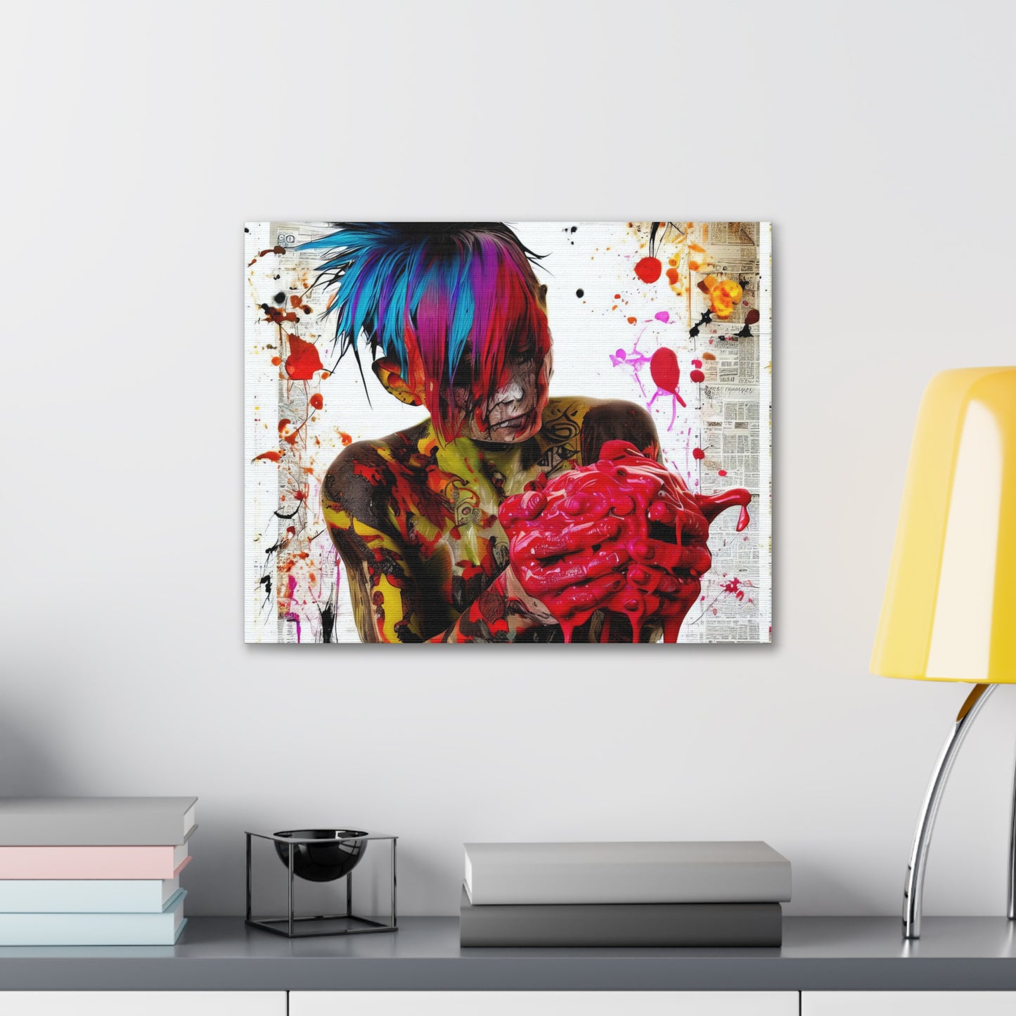 Tattooed Boy with Big Heart  - Canvas Wall Art