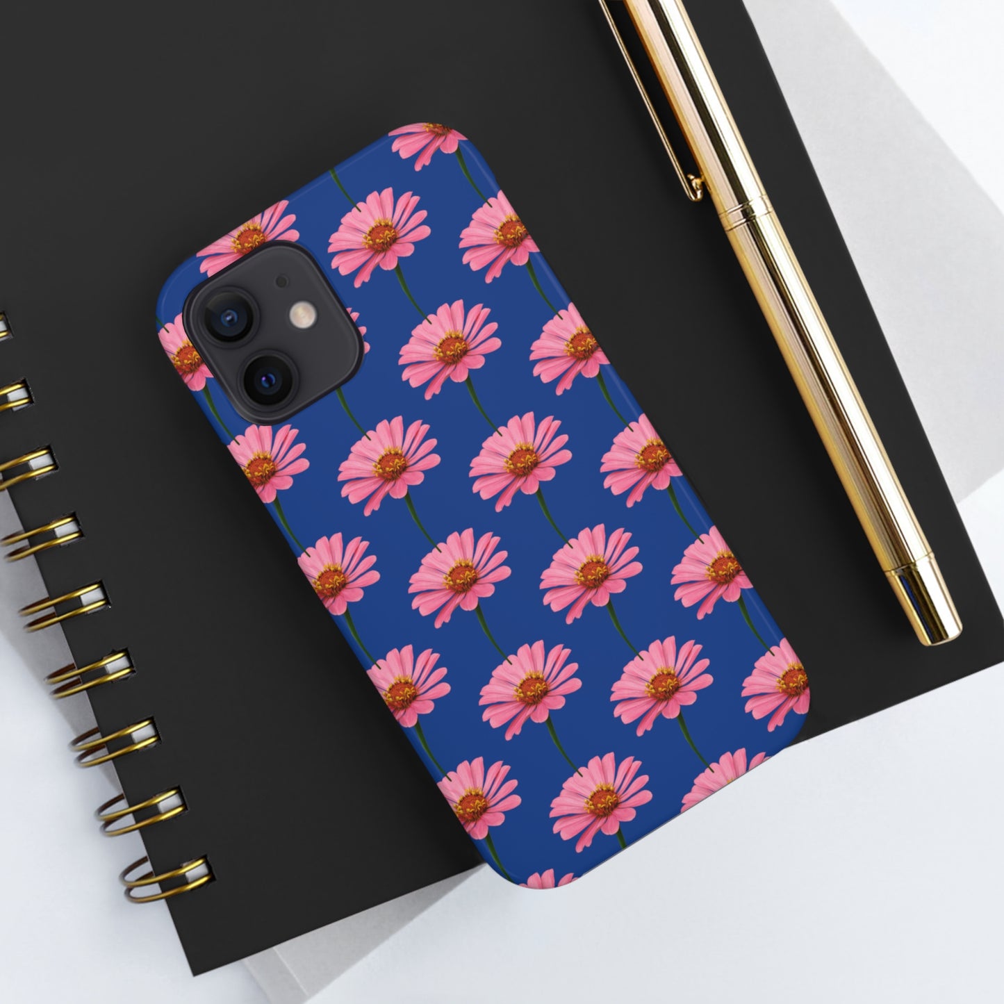 Pink Zinnia Blue Tough Phone Case