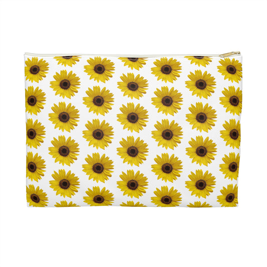Sunflower White Accessory Pouch