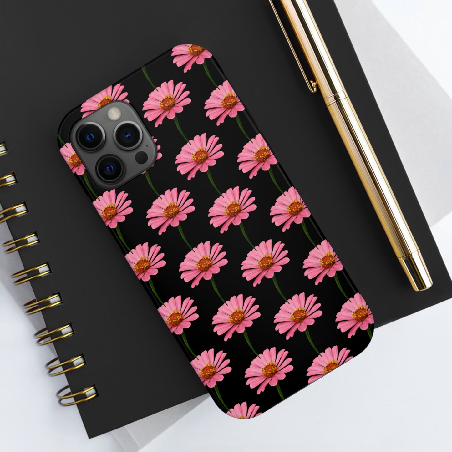 Pink Zinnia Black Tough Phone Case