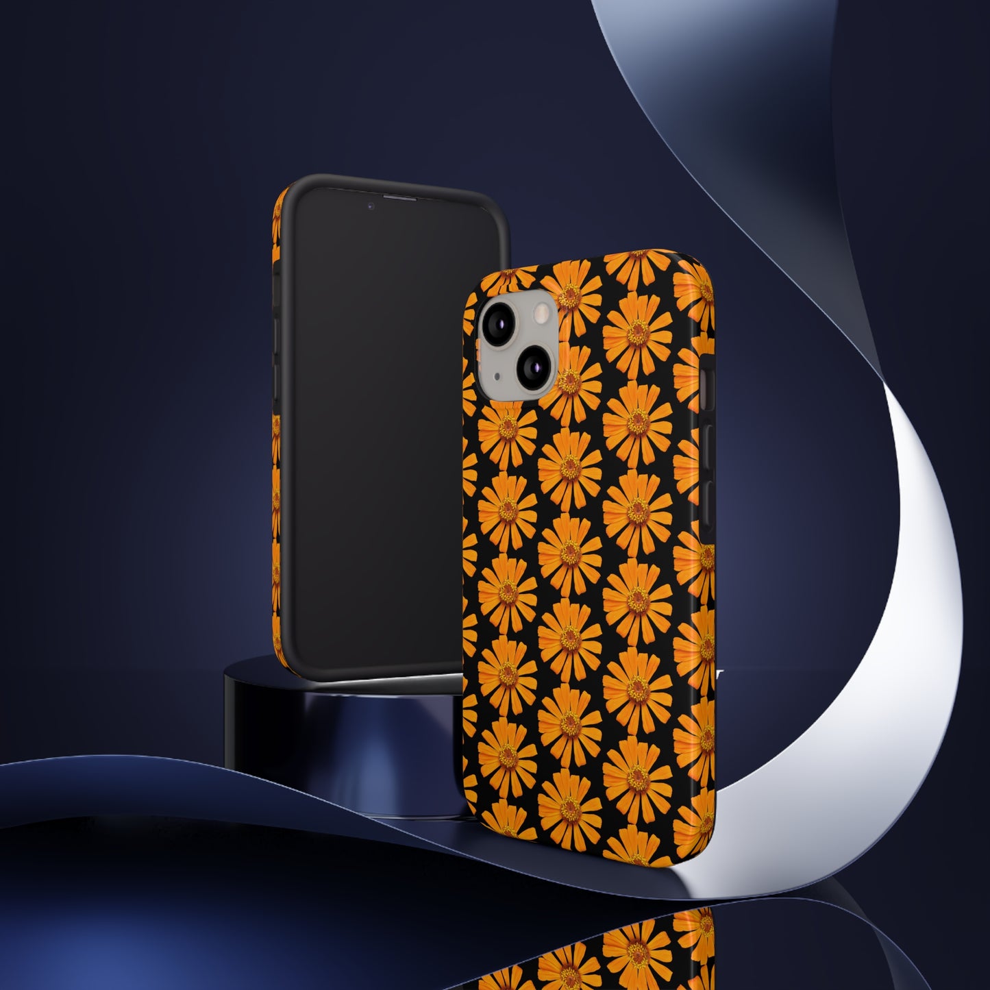 Orange Zinnia Black Tough Phone Case