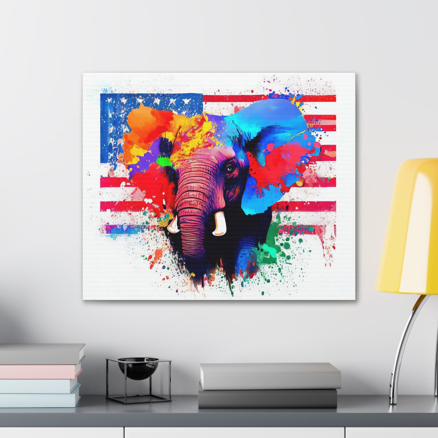 Elephant American Flag - Canvas Wall Art