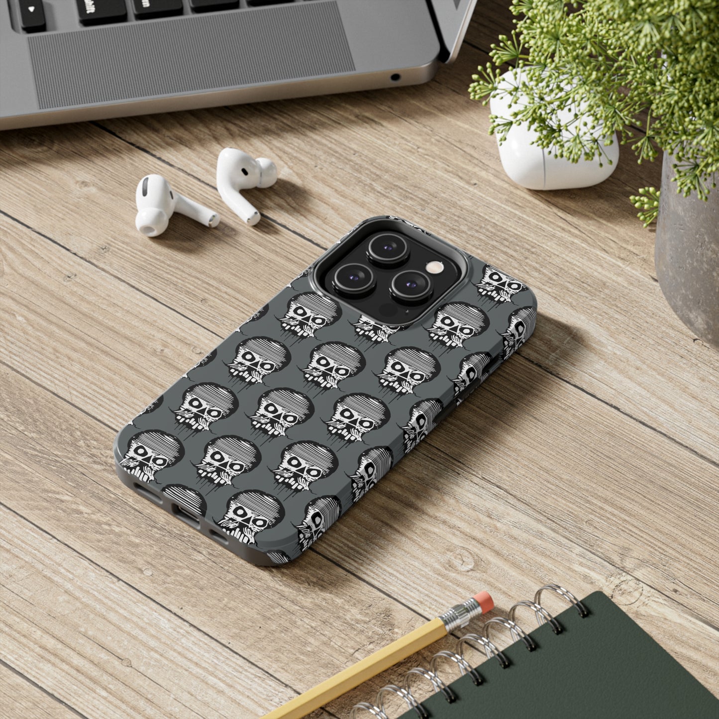 Skull Grey Tough Phone Case