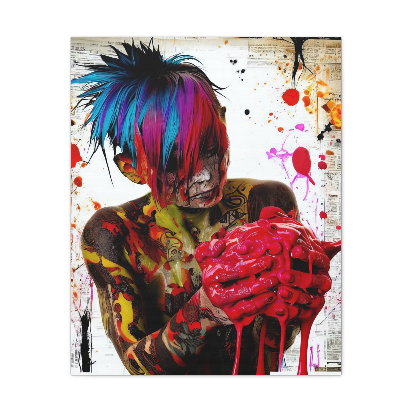 Tattooed Boy with Big Heart  - Canvas Wall Art