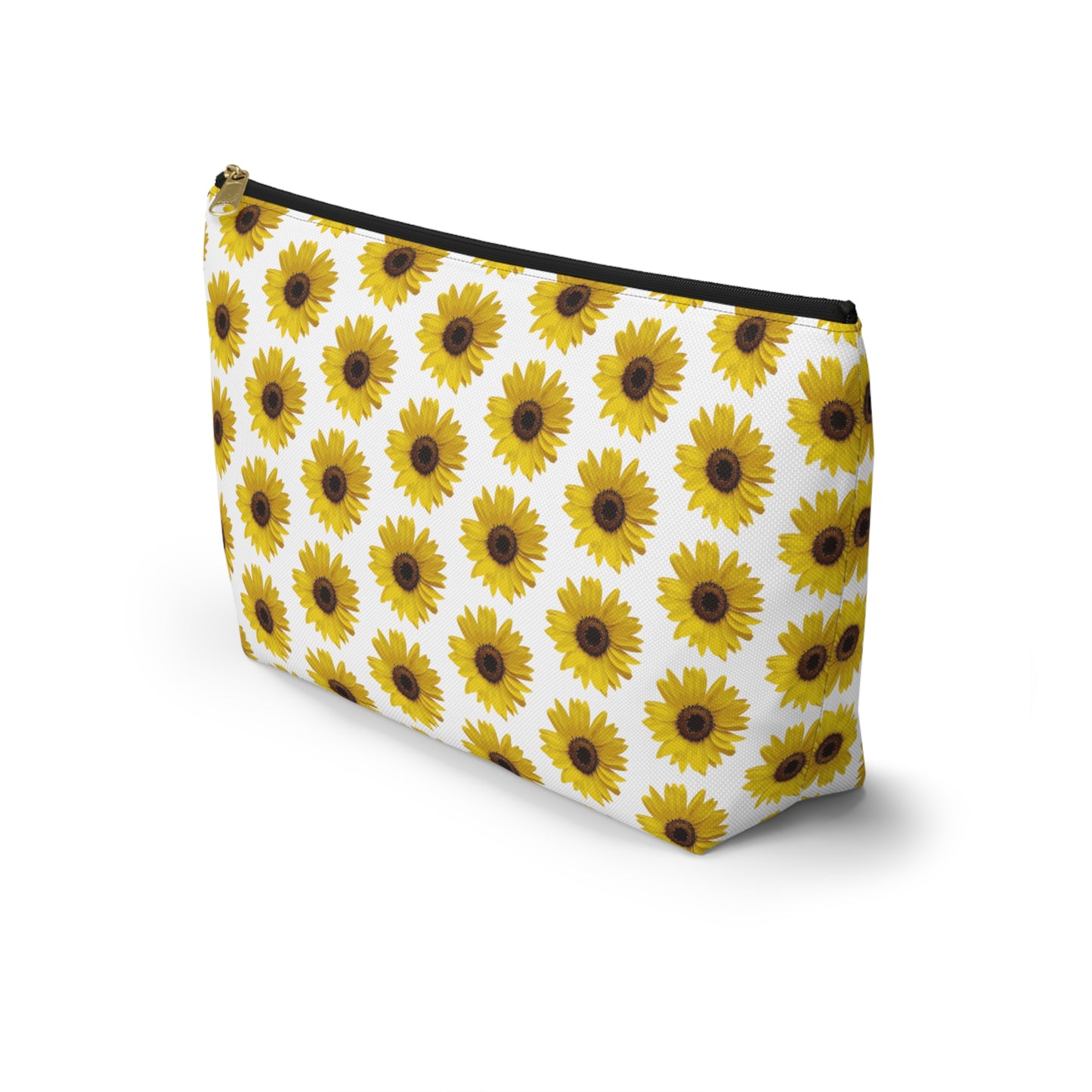 Sunflower White Accessory Pouch w T-bottom