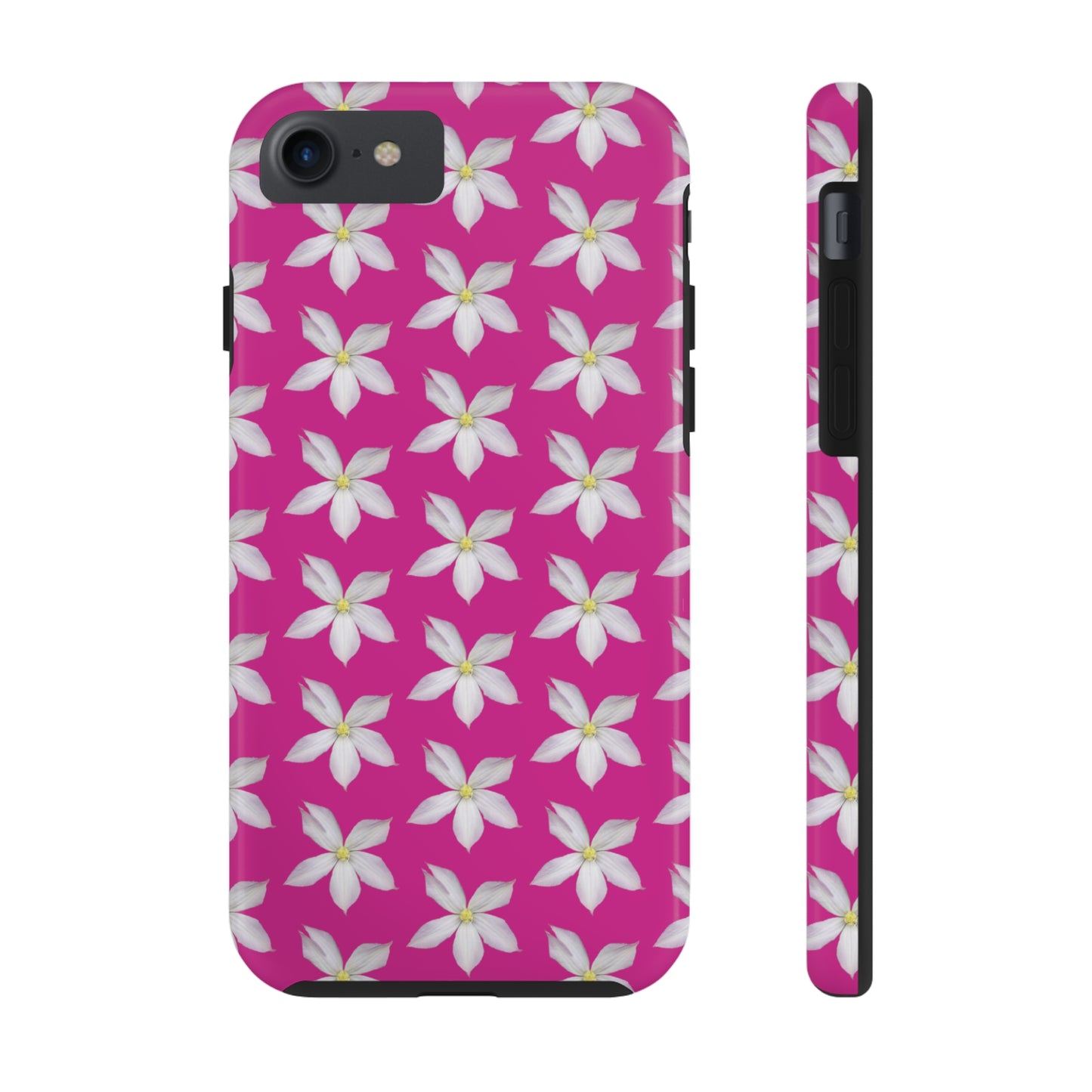 White Clematis Pink Tough Phone Case