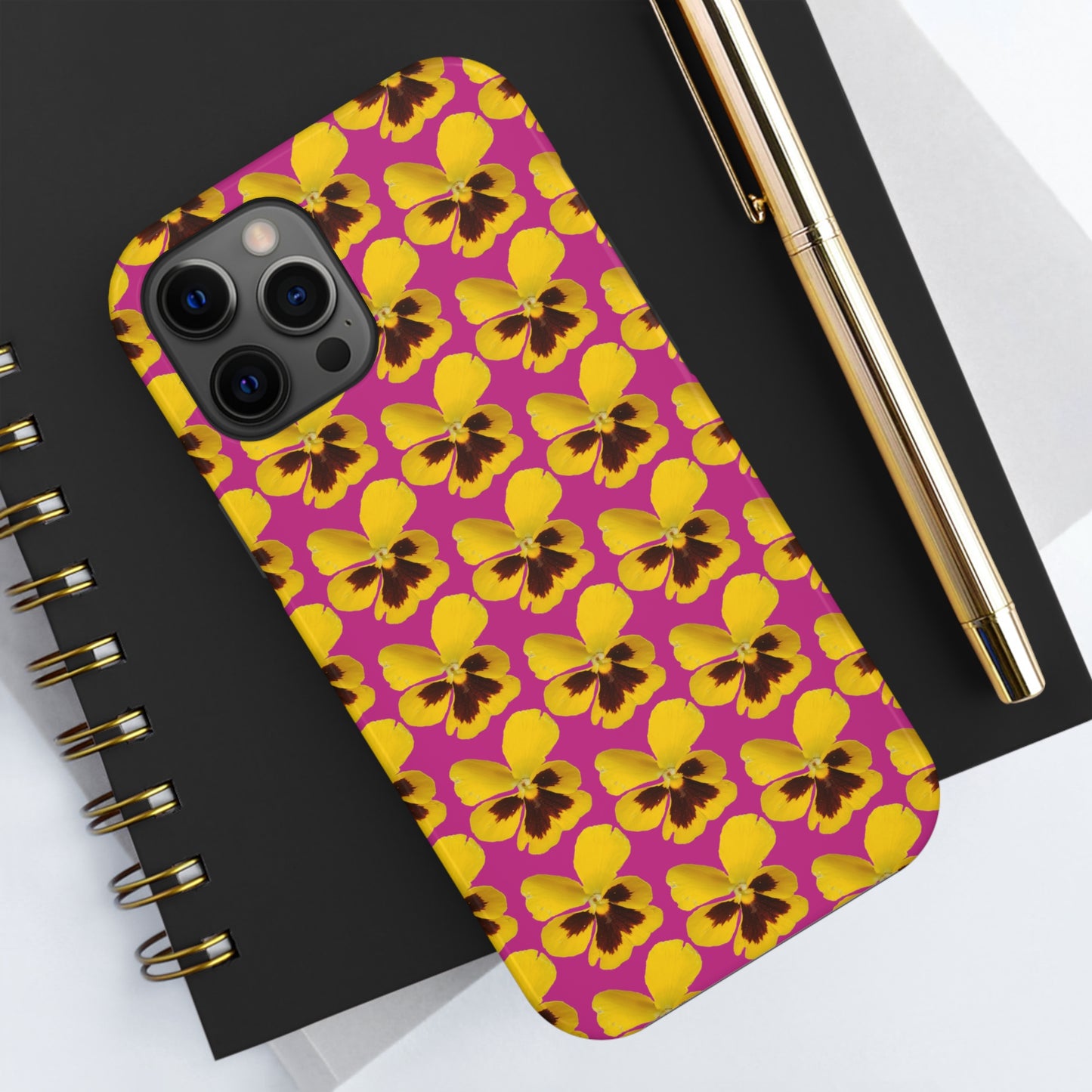 Yellow Pansy Pink Tough Phone Case