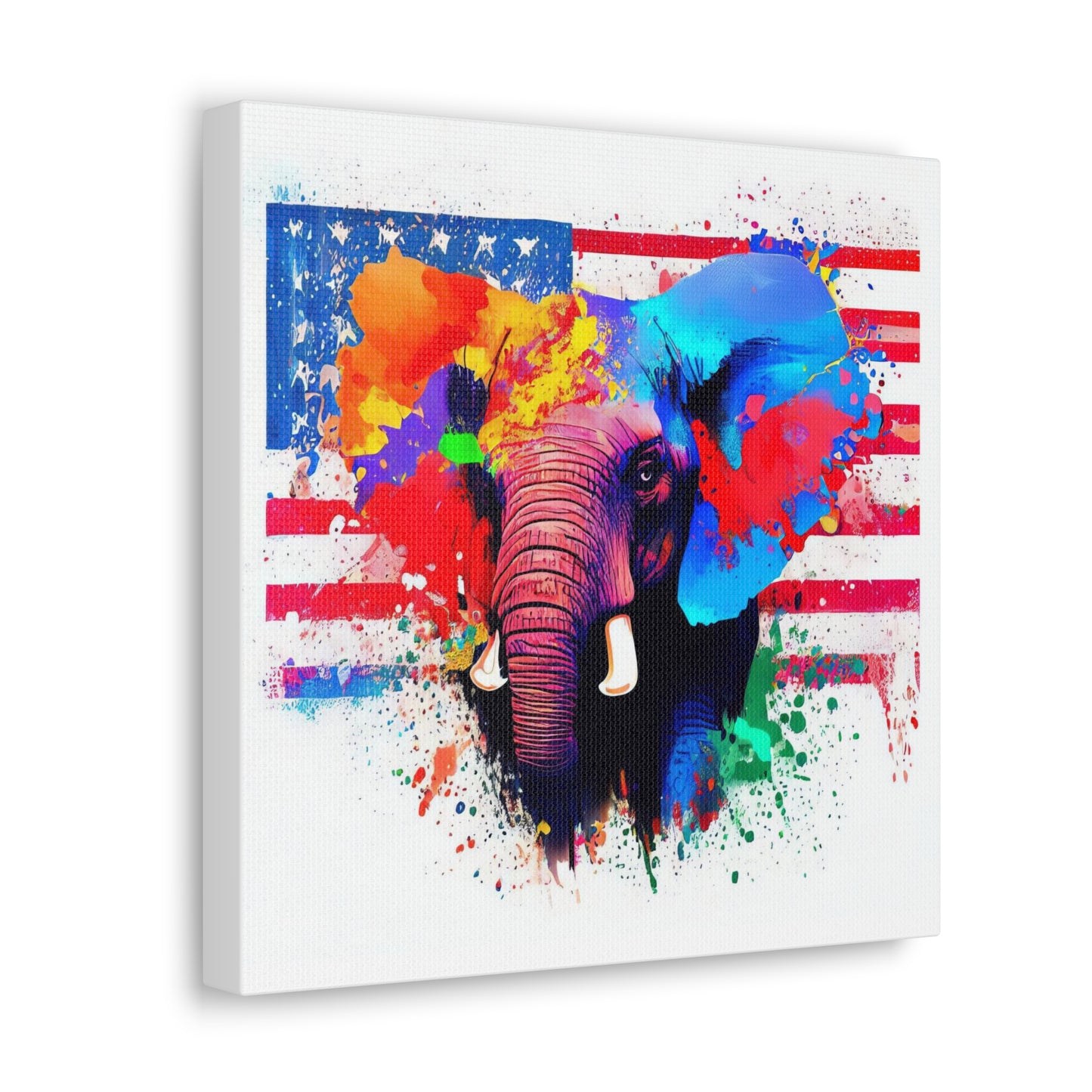 Elephant American Flag - Canvas Wall Art