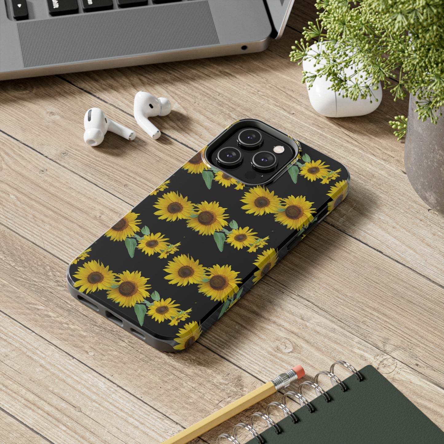 Sunflower Cluster Black Tough Phone Case