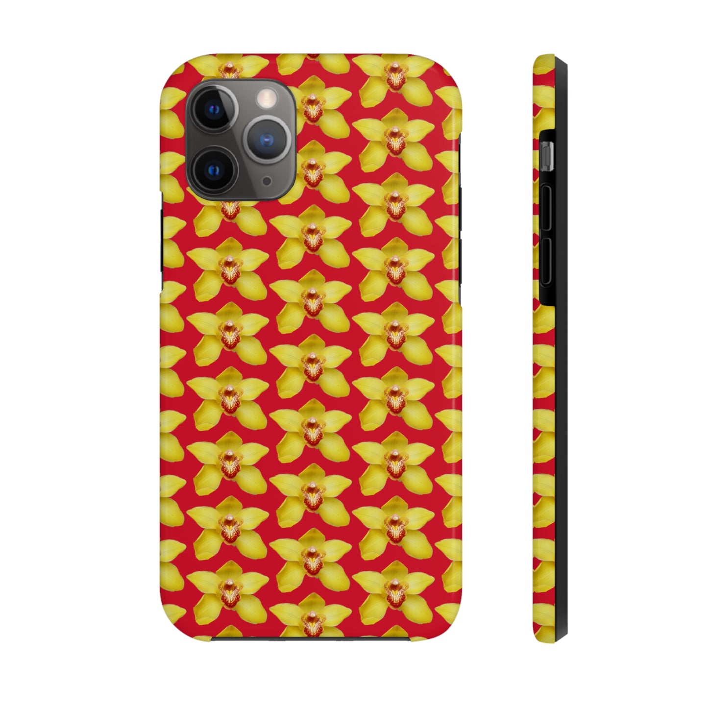 Yellow Cymbidium Orchid Red Tough Phone Case