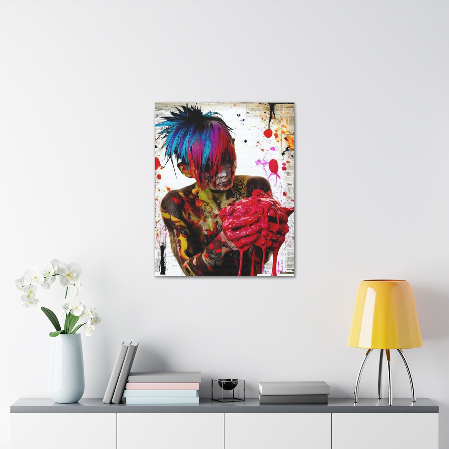 Tattooed Boy with Big Heart  - Canvas Wall Art