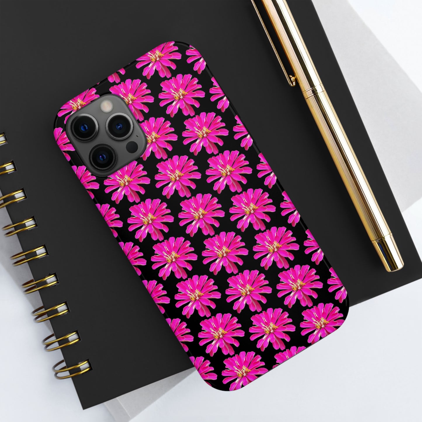 Pink Zinnia Black Tough Phone Case