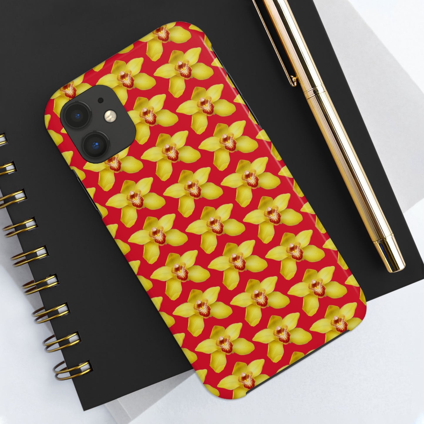 Yellow Cymbidium Orchid Red Tough Phone Case