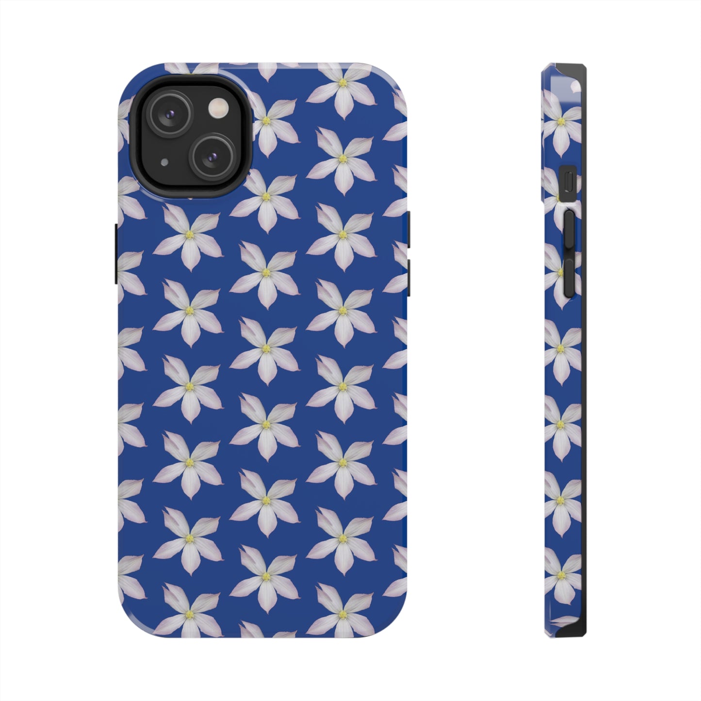 White Clematis Blue Tough Phone Case