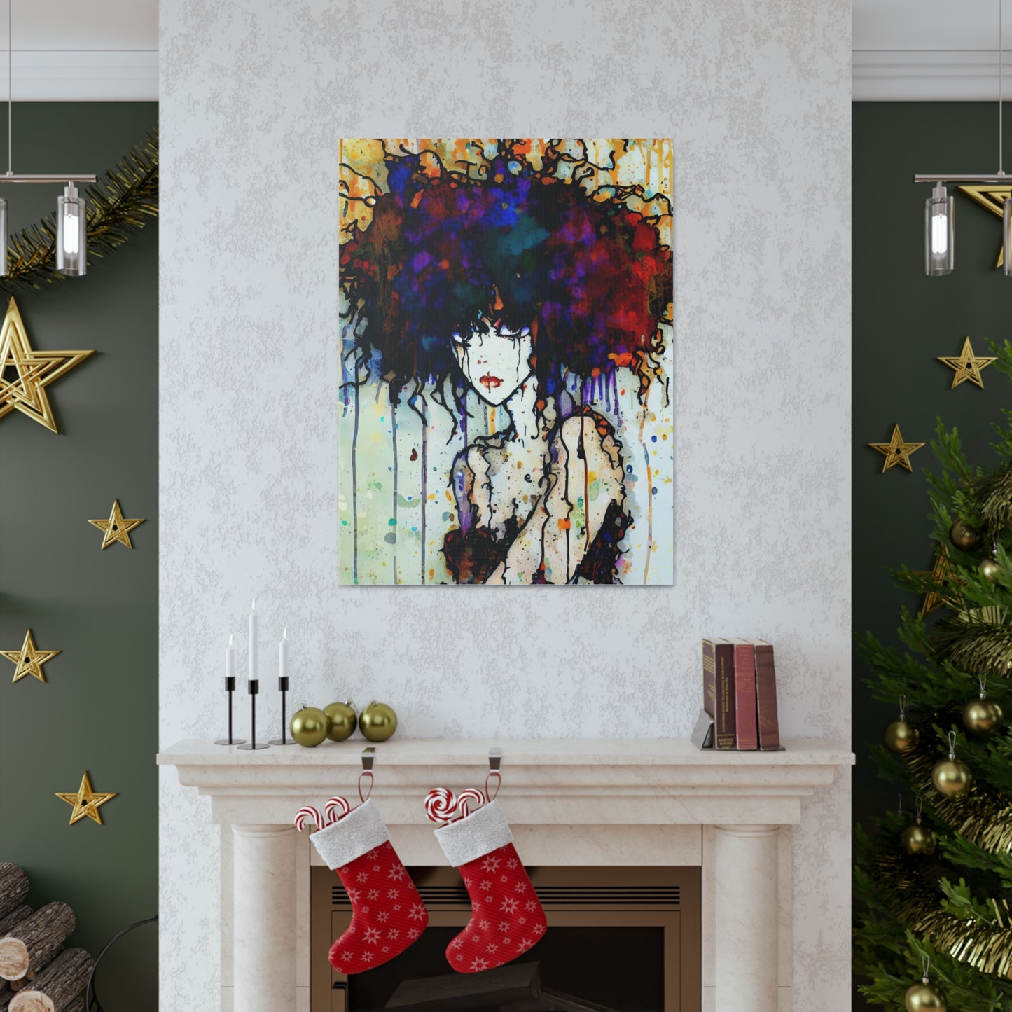 Girl with Big Hair  - Canvas Wall Art