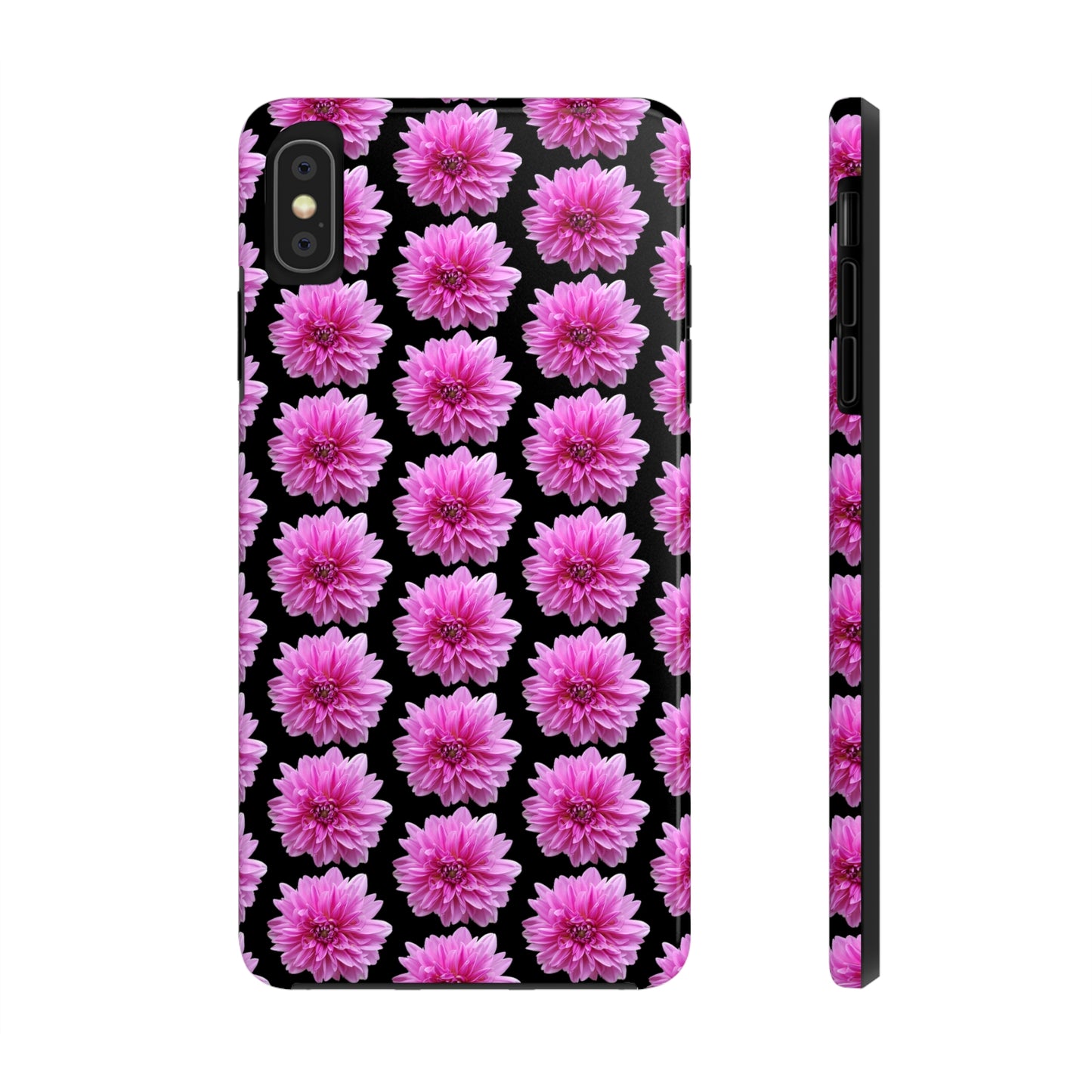 Pink Dahlia Black Tough Phone Case