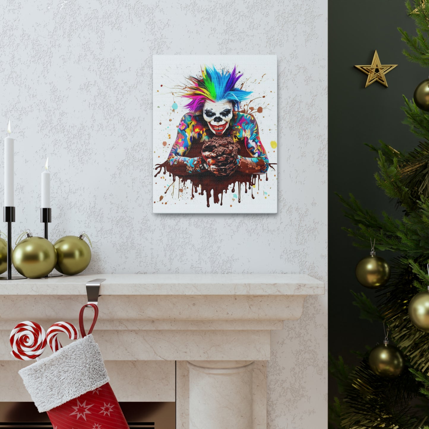 Creepy Clown Chocolate Ice Cream  - Canvas Wall Art