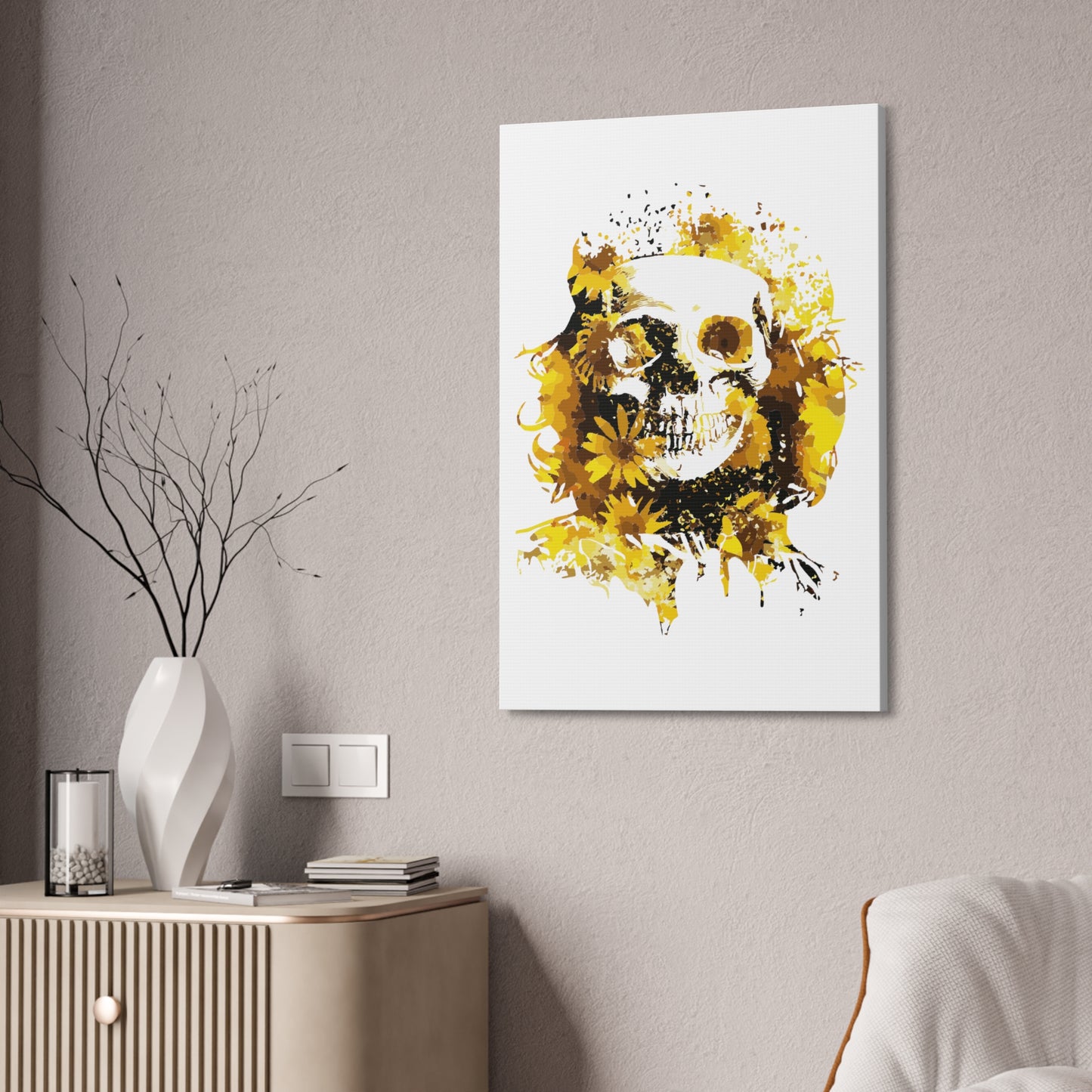 Sunflower Skull Canvas Stretched, 1.5''