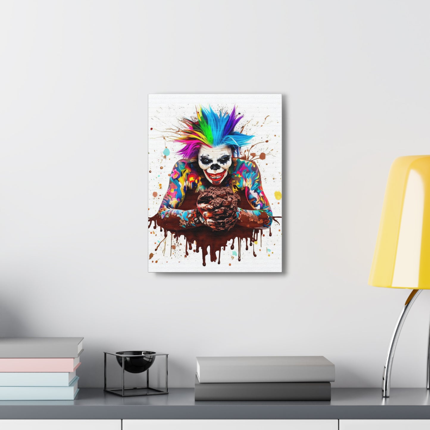 Creepy Clown Chocolate Ice Cream  - Canvas Wall Art