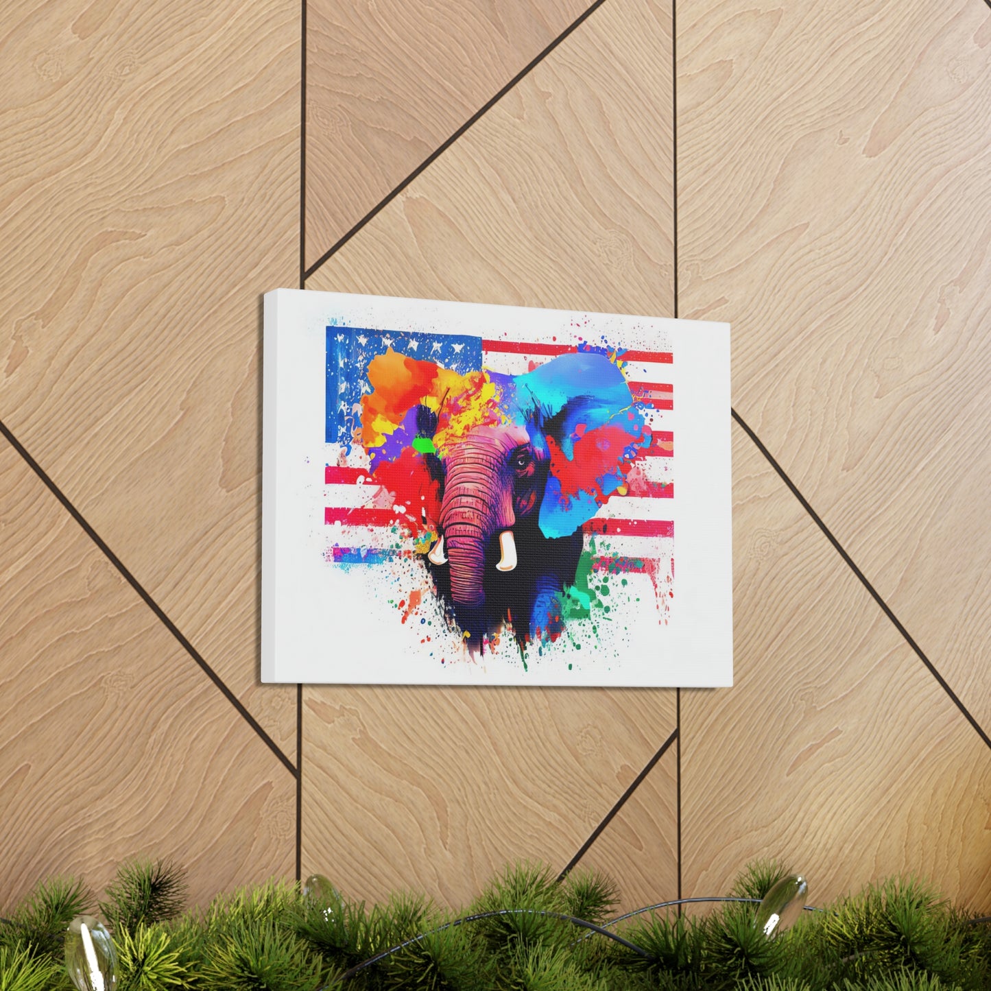 Elephant American Flag - Canvas Wall Art