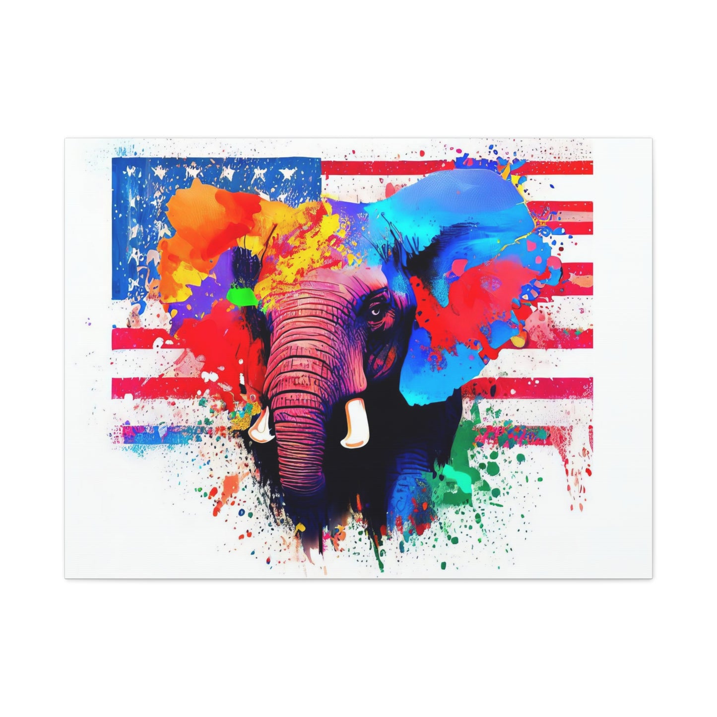 Elephant American Flag - Canvas Wall Art