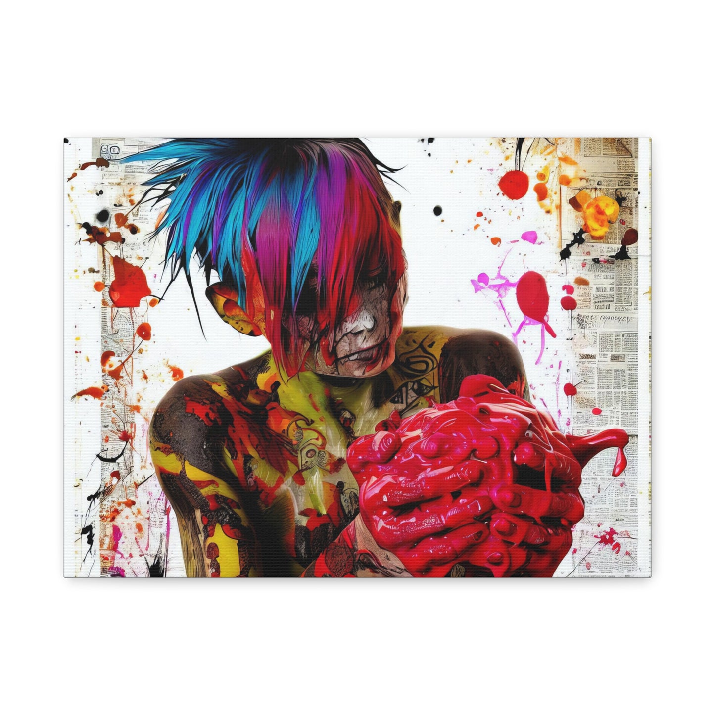 Tattooed Boy with Big Heart  - Canvas Wall Art