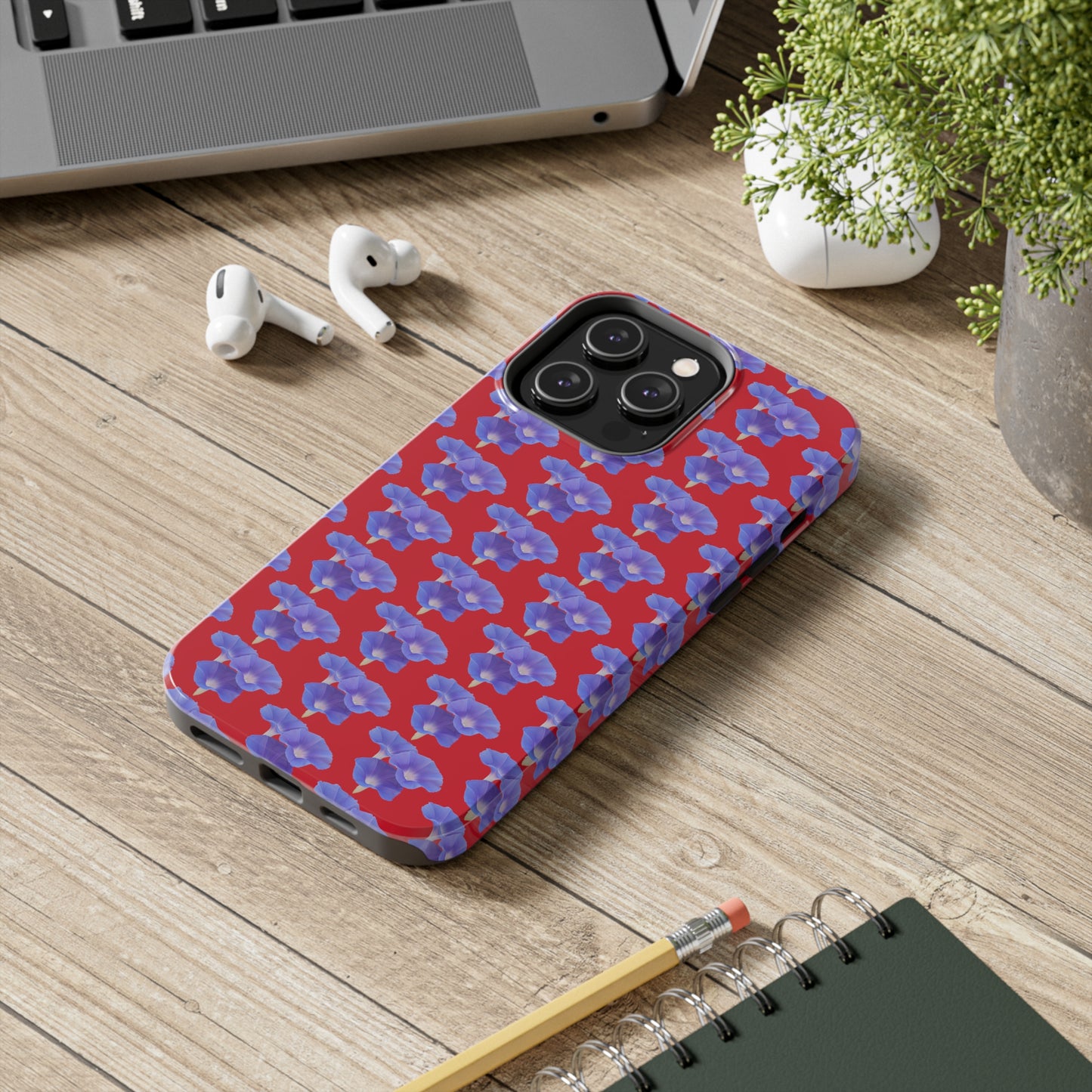 Purple Morning Glory Red Tough Phone Case