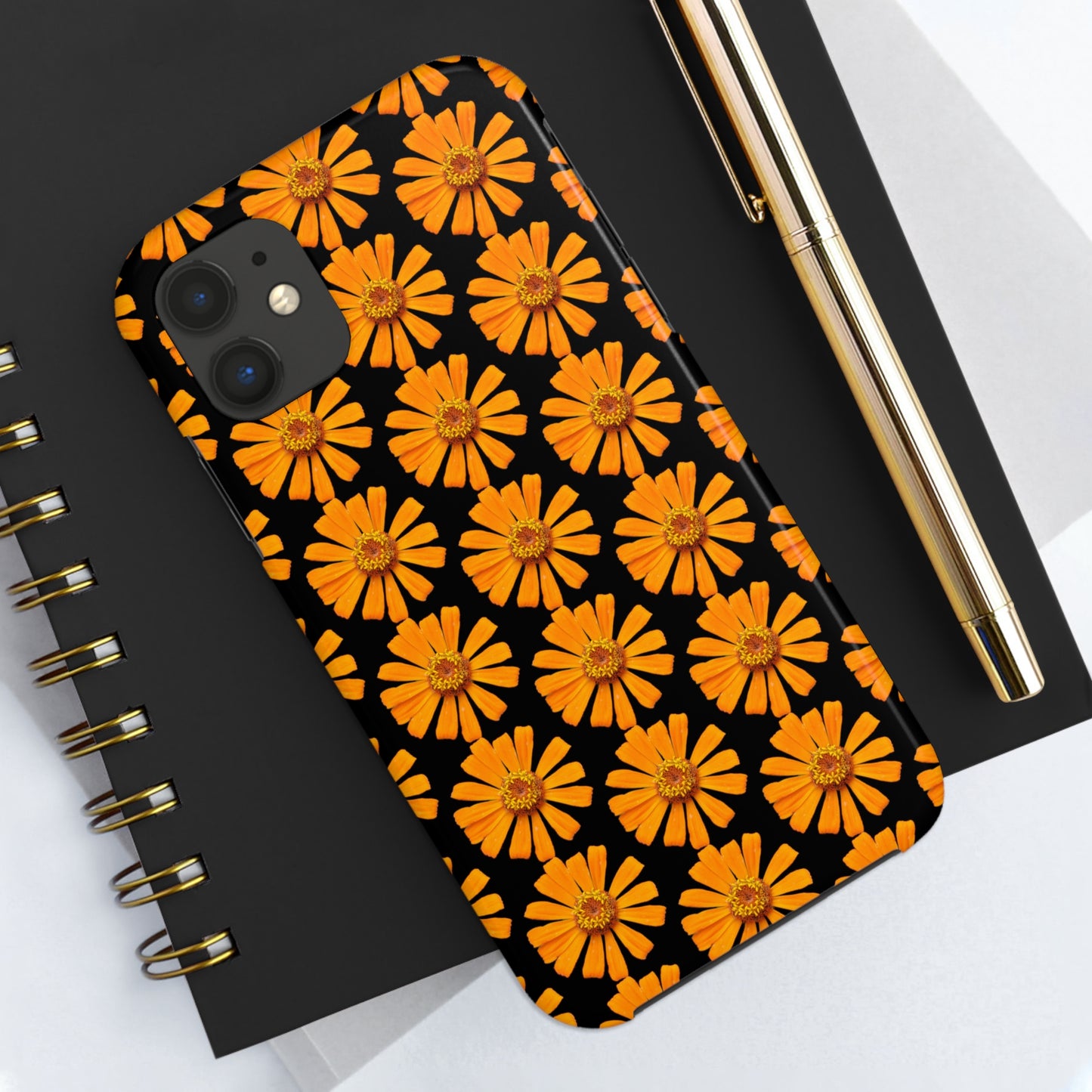 Orange Zinnia Black Tough Phone Case