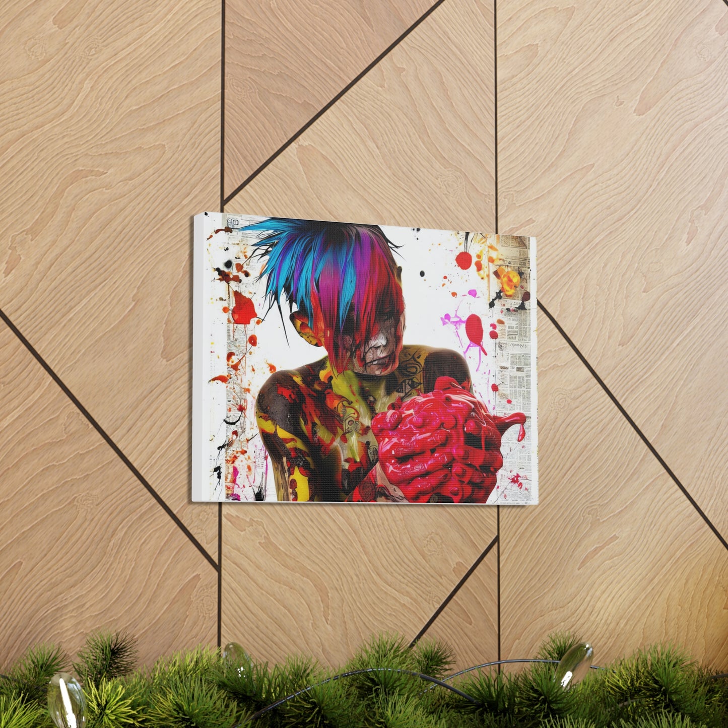 Tattooed Boy with Big Heart  - Canvas Wall Art