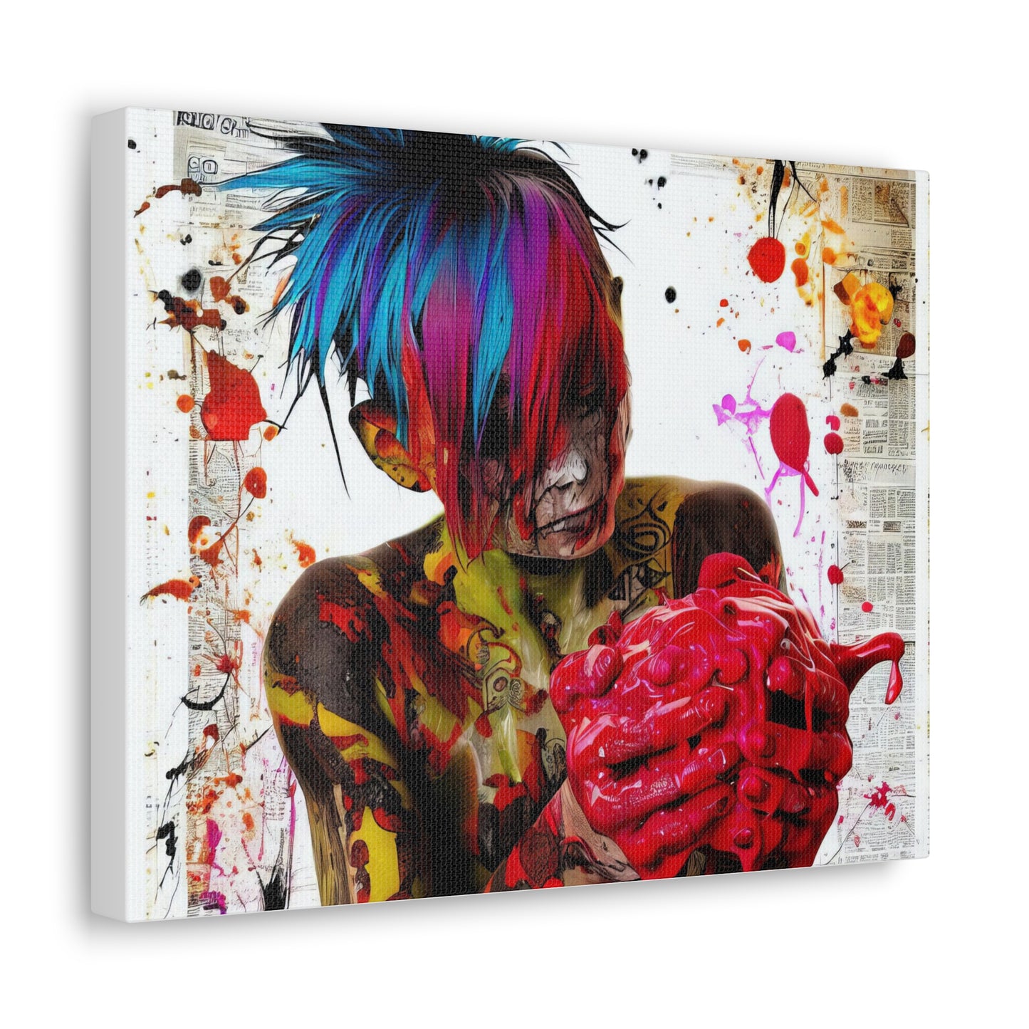 Tattooed Boy with Big Heart  - Canvas Wall Art