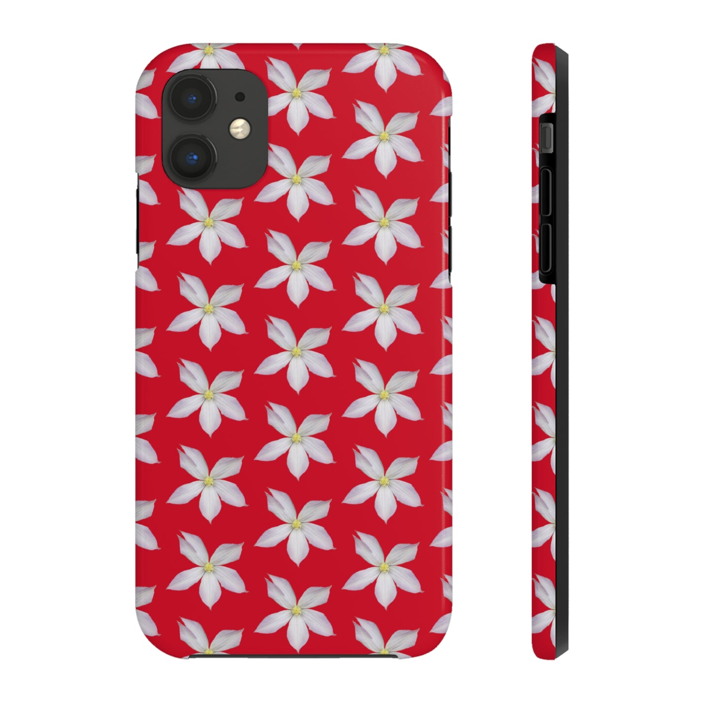 White Clematis Red Tough Phone Case