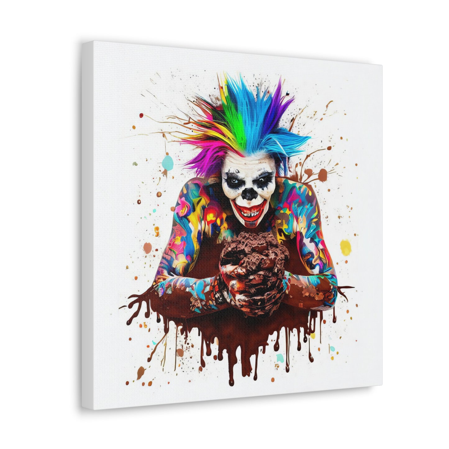 Creepy Clown Chocolate Ice Cream  - Canvas Wall Art