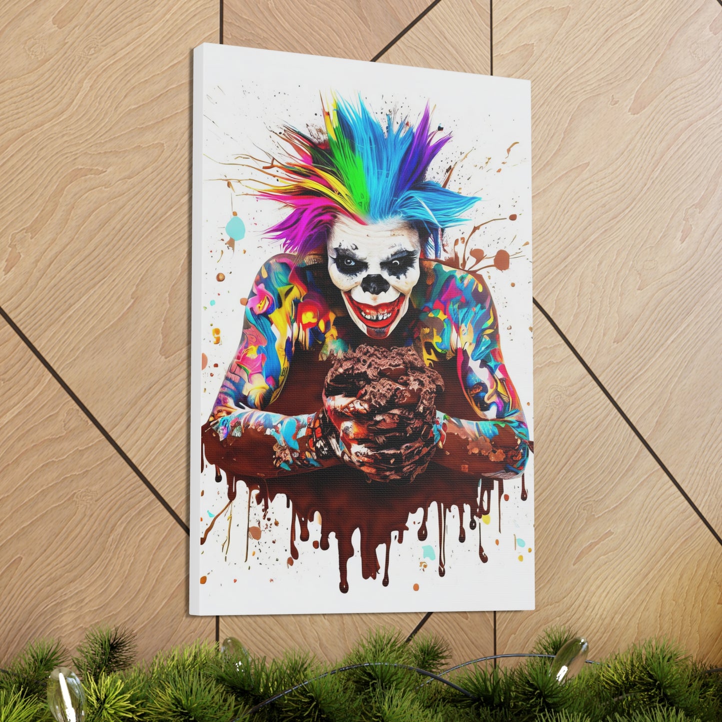 Creepy Clown Chocolate Ice Cream  - Canvas Wall Art