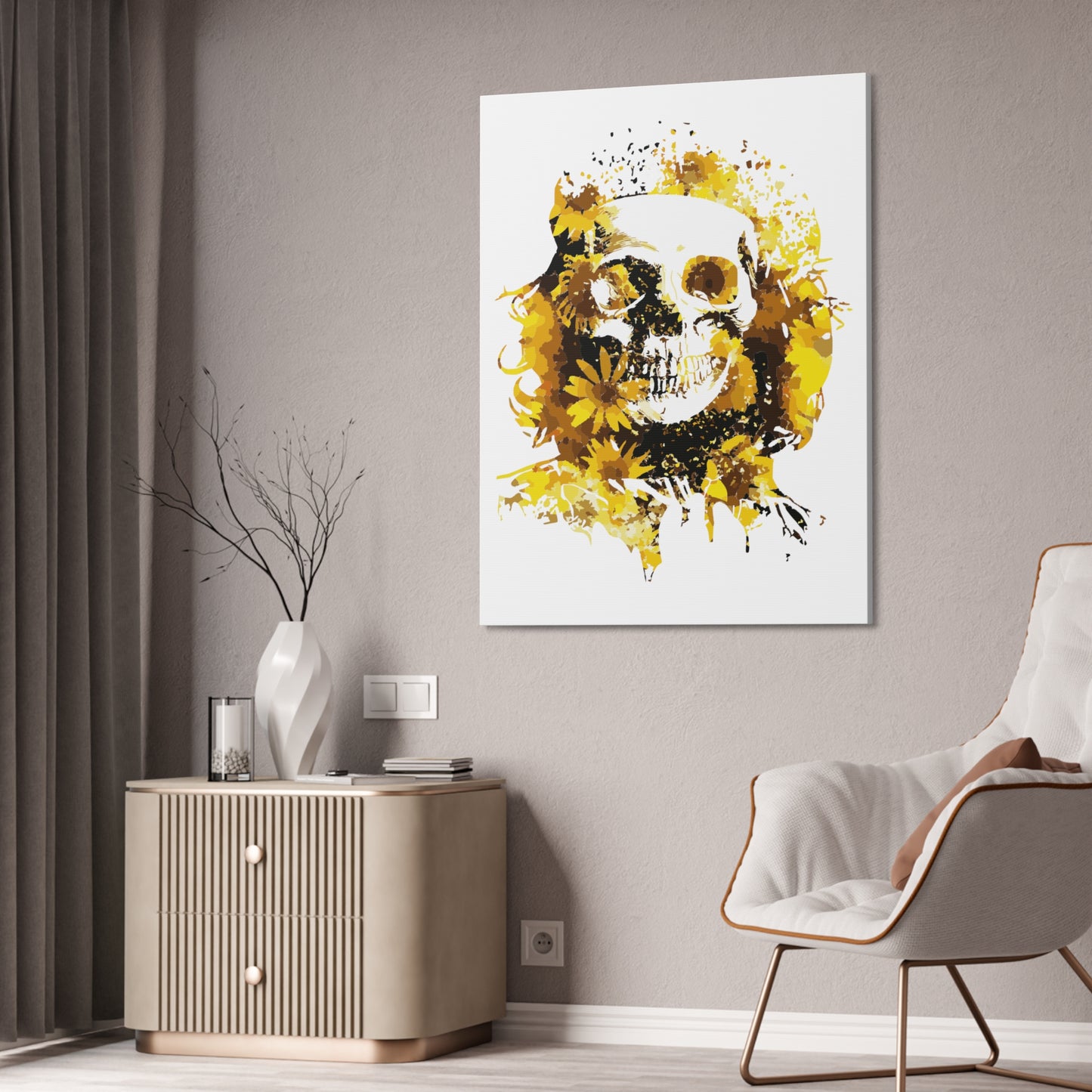 Sunflower Skull Canvas Stretched, 1.5''