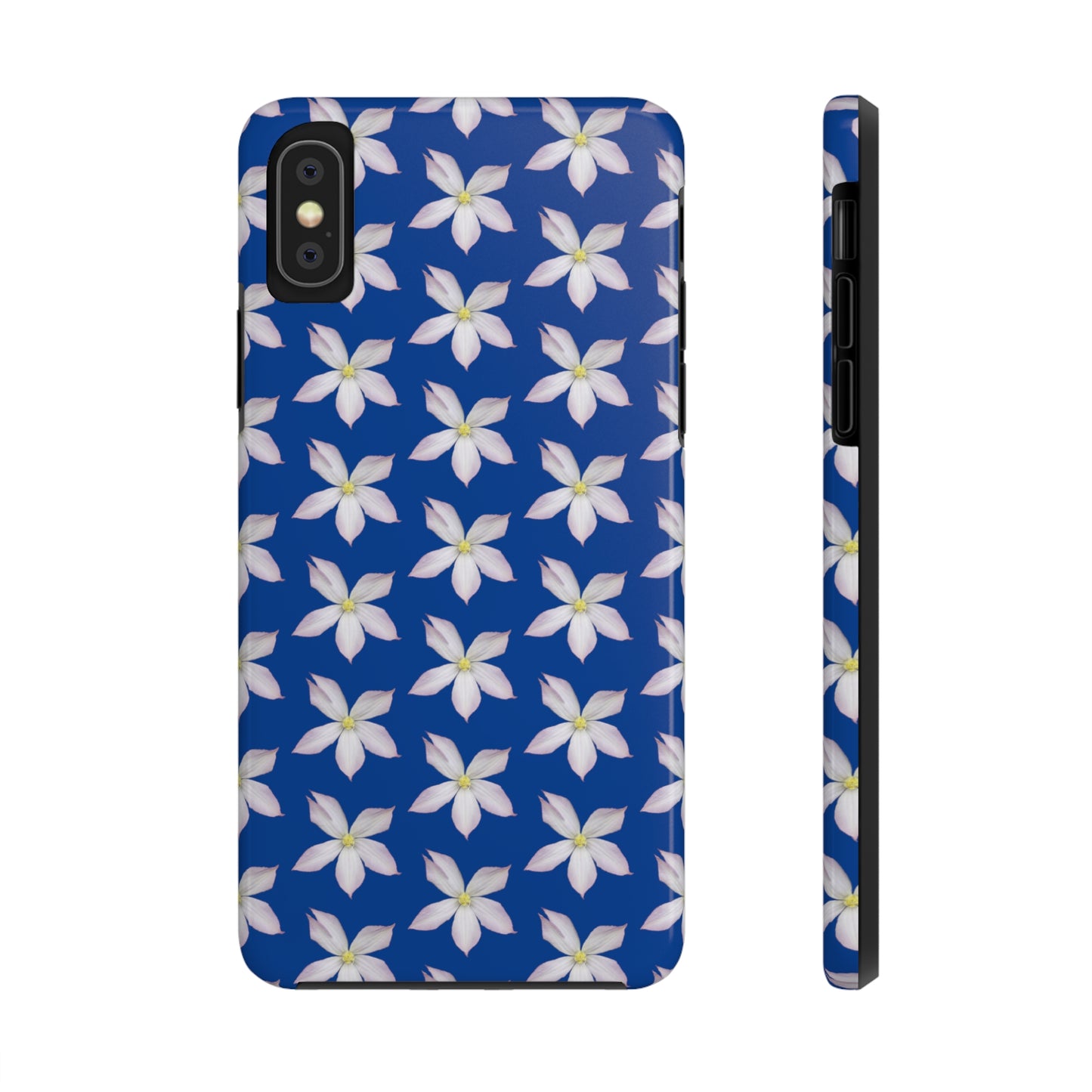 White Clematis Blue Tough Phone Case