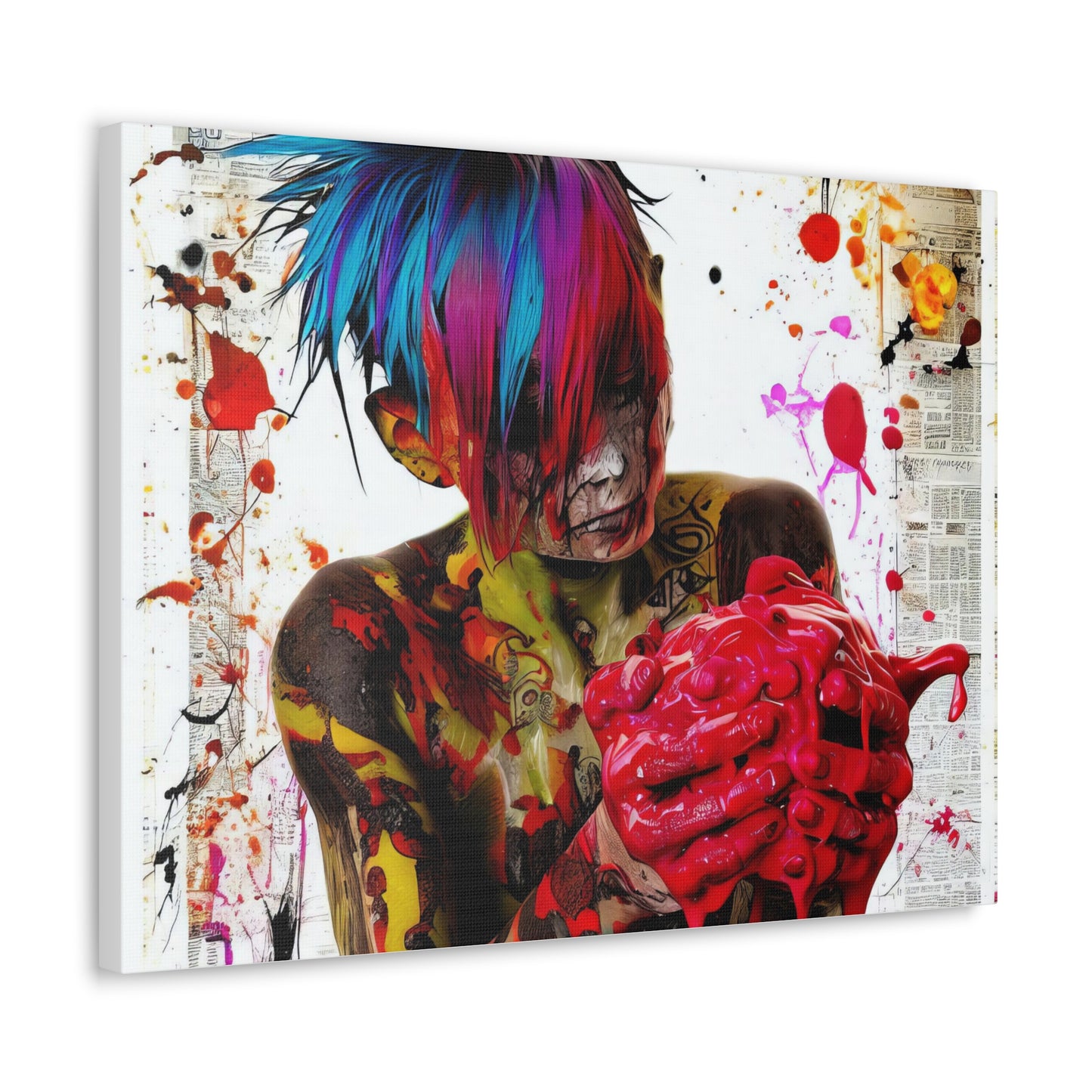 Tattooed Boy with Big Heart  - Canvas Wall Art