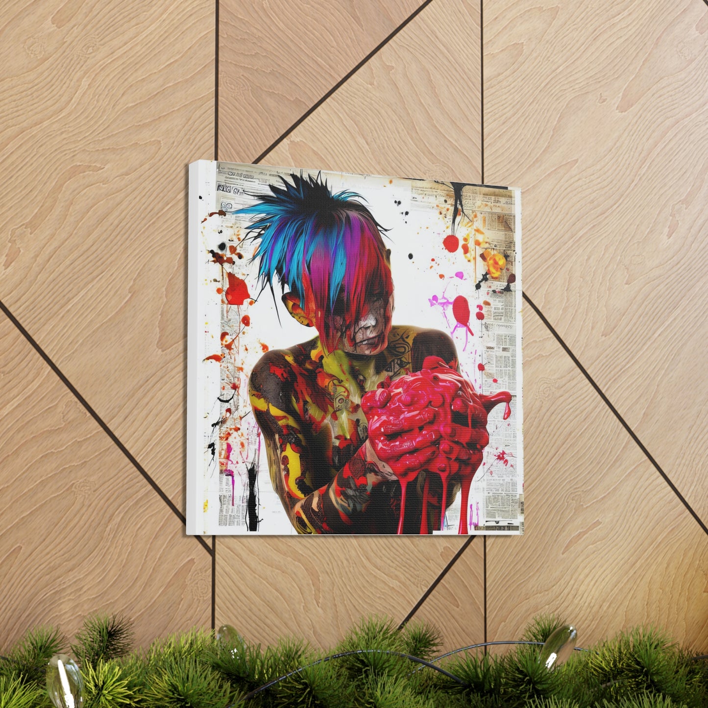 Tattooed Boy with Big Heart  - Canvas Wall Art