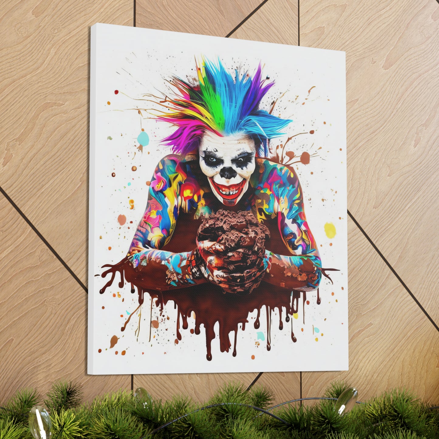 Creepy Clown Chocolate Ice Cream  - Canvas Wall Art