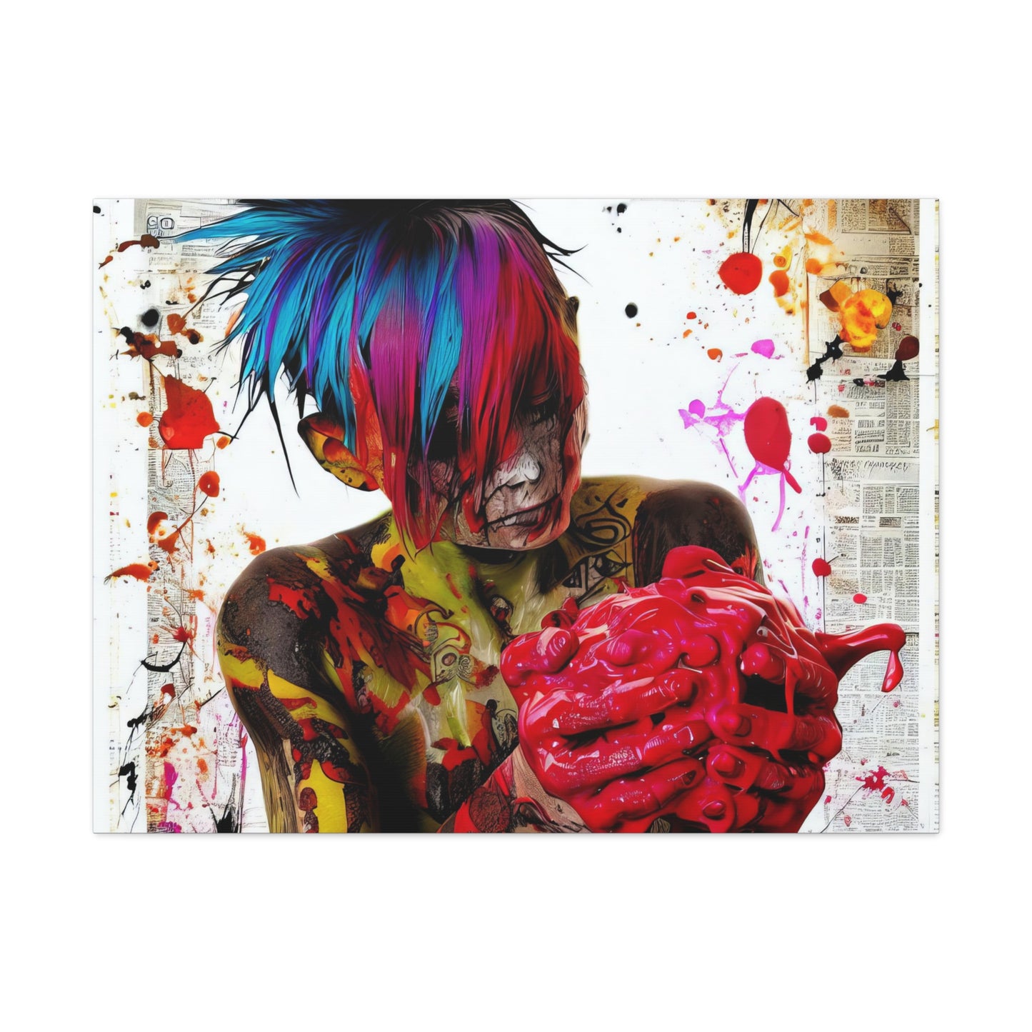 Tattooed Boy with Big Heart  - Canvas Wall Art