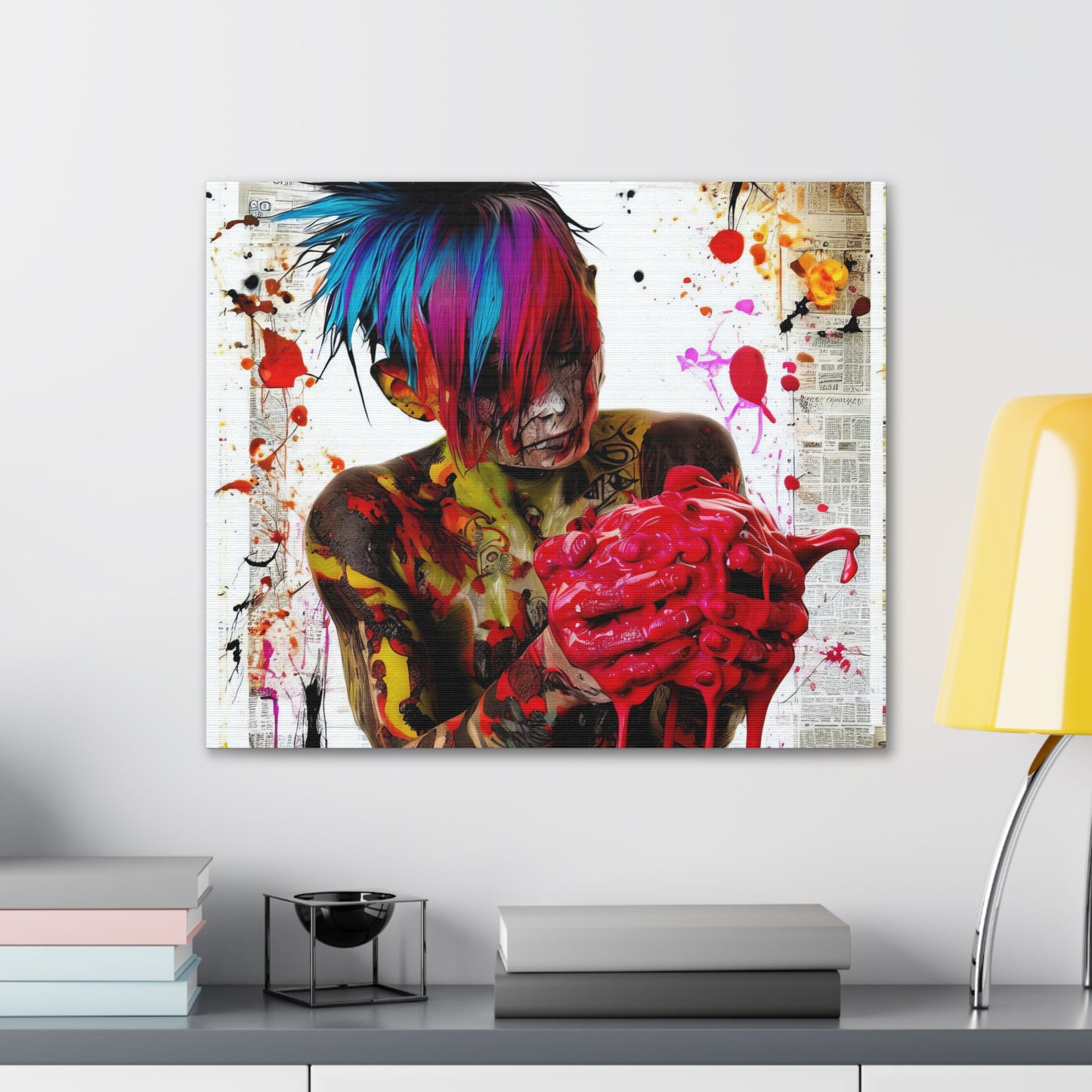 Tattooed Boy with Big Heart  - Canvas Wall Art