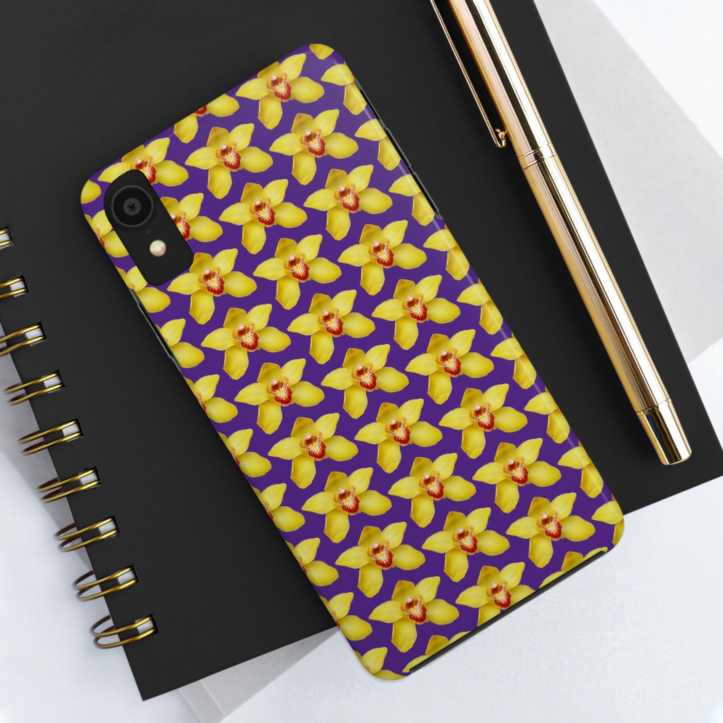 Yellow Cymbidium Orchid Purple Tough Phone Case