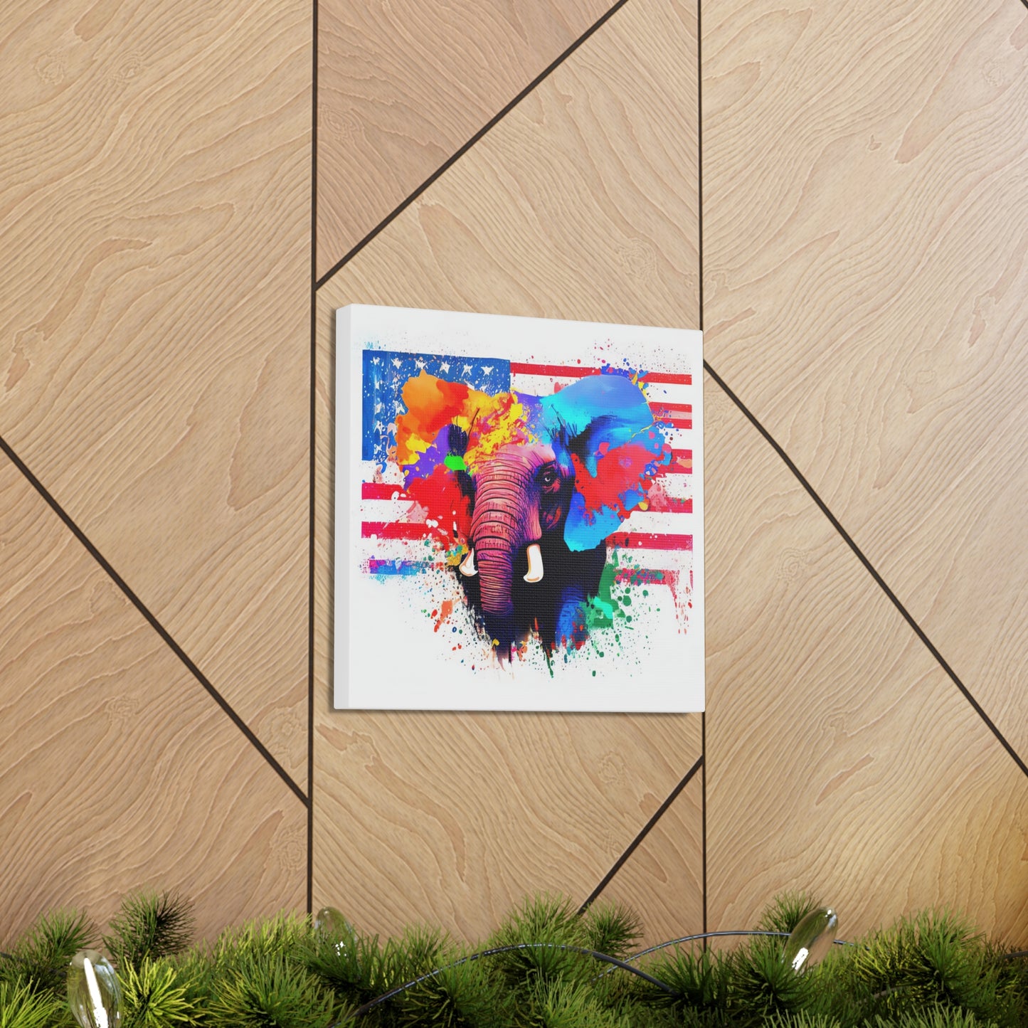 Elephant American Flag - Canvas Wall Art