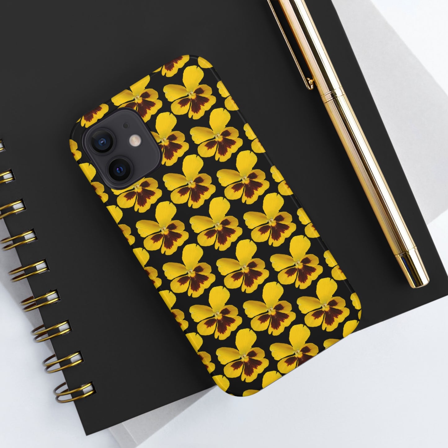 Yellow Pansy Black Tough Phone Case