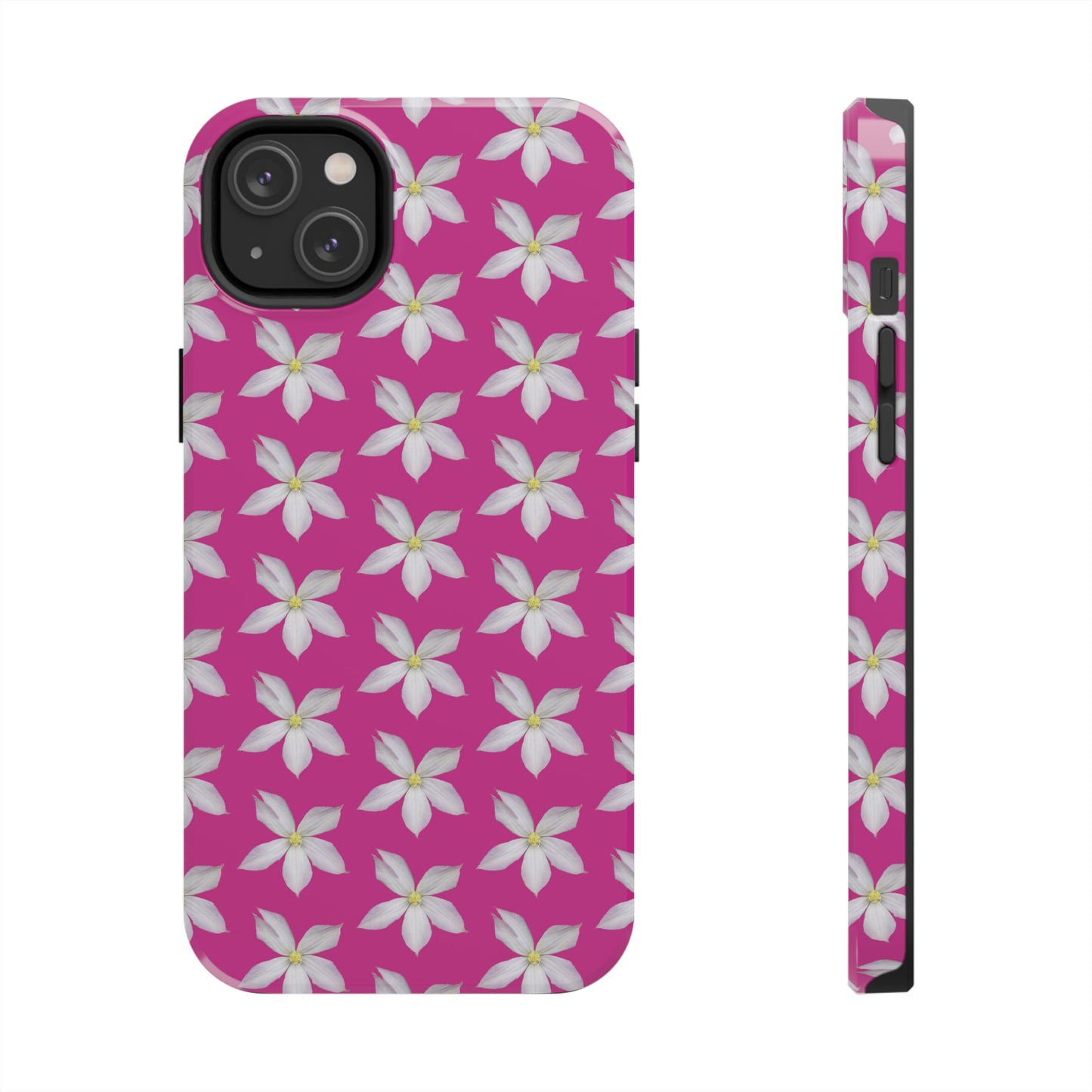 White Clematis Pink Tough Phone Case