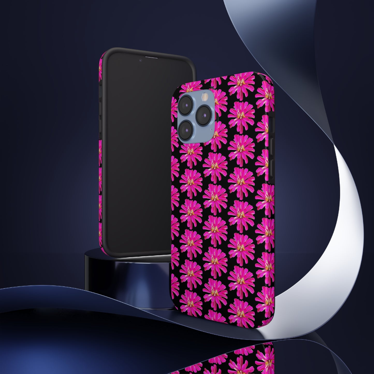 Pink Zinnia Black Tough Phone Case