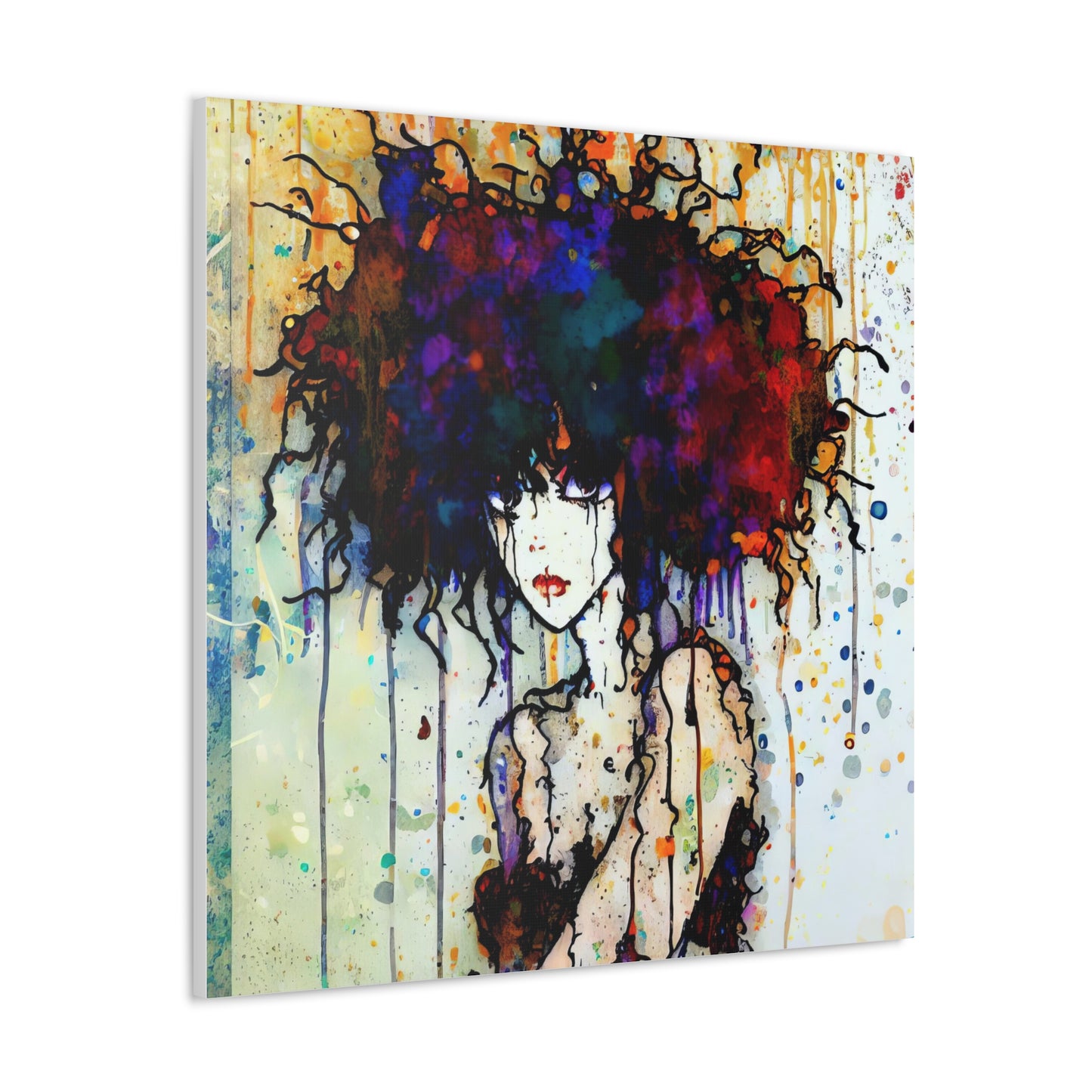 Girl with Big Hair  - Canvas Wall Art