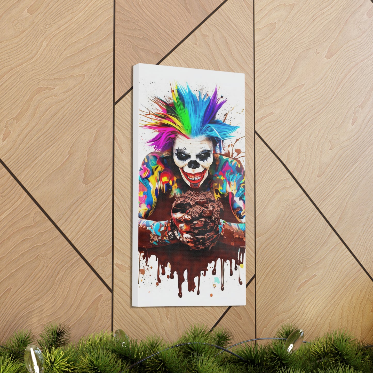 Creepy Clown Chocolate Ice Cream  - Canvas Wall Art